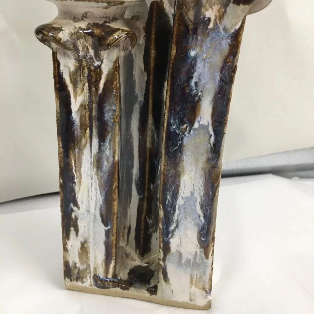 Ceramic Studio Art  Pottery Candle Holder Candlesticks Drip Glaze